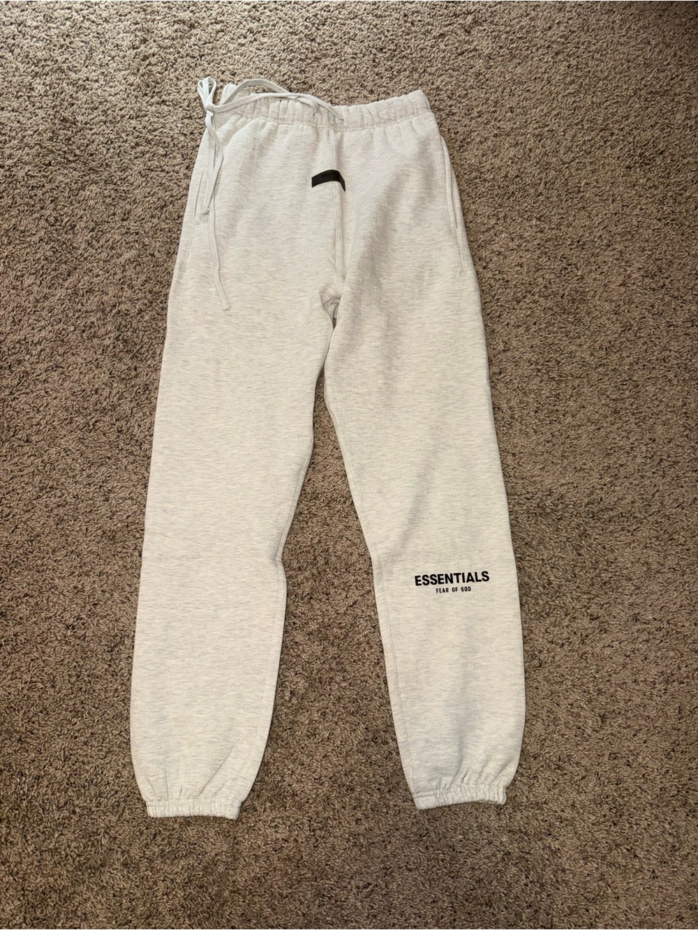 Fear of God Essentials Light Oatmeal Sweatpants Logo
